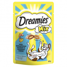 Dreamies Mix Cat Treats with Scrumptious Salmon & Delicious Cheese 60g