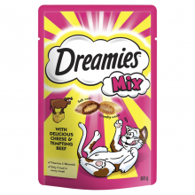 Dreamies Mix Cat Treats with Delicious Cheese & Tempting Beef 60g