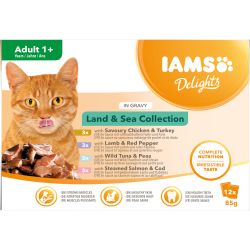 Iams Delights Cat Food Land & Sea Collection In Gravy 12x85g