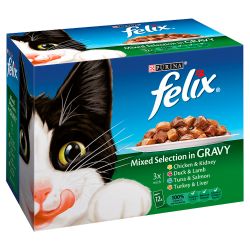 Felix Pouch Mixed Selection in Gravy 12 Pack