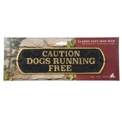 Caution Dog Running Free Cast Iron