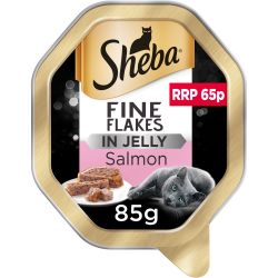 Sheba Fine Flakes Wet Cat Food Tray with Salmon in Jelly