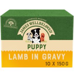 James Wellbeloved Puppy Dog Food Pouches Lamb in Gravy 10pk