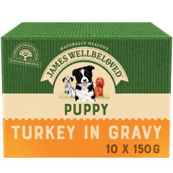 James Wellbeloved Puppy Dog Food Pouches Turkey in Gravy 10pk