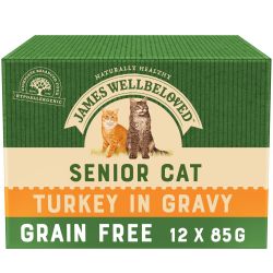 James Wellbeloved Grain Free Senior Cat Food Pouches Turkey in Gravy 12pk