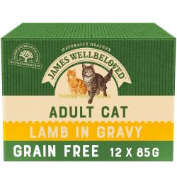 James Wellbeloved Grain Free Adult Cat Food Pouches Lamb in Gravy 12pk