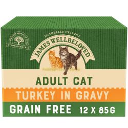 James Wellbeloved Grain Free Adult Cat Food Pouches Turkey in Gravy 12pk