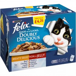 Felix As Good As It looks DoublY Delicious Meat Selection in Jelly 12 pack pm£4.25