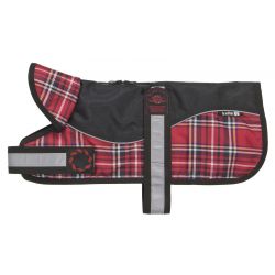 aniMate Reflective Black/Red Tartan Padded Harness Coat  (26cm)