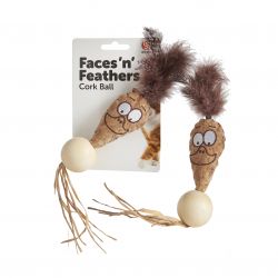 Faces 'n' Feathers Cork Ball Cat Toy