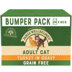 James Wellbeloved Grain Free Adult Cat Food Pouches Turkey in Gravy 24pk