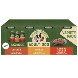 James Wellbeloved Adult Wet Dog Food Tins Turkey, Lamb & Chicken in Loaf 12pk