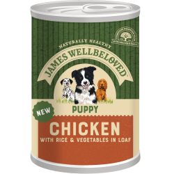 James Wellbeloved Puppy Wet Dog Food Chicken, Rice & Vegetables in Loaf Tin