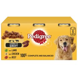 Pedigree Adult Wet Dog Food Tins Mixed in Gravy 6PK