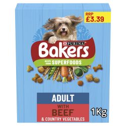 BAKERS Adult Beef with Vegetables Dry Dog Food PM£3.39