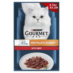 Gourmet Perle Beef Mini Fillets In Gravy Wet Cat Food 2 for £1.29