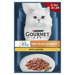 Gourmet Perle Chicken Mini Fillets In Gravy Wet Cat Food 2 for £1.29