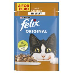 FELIX ORIGINAL Chicken In Jelly Wet Cat Food pm 3 for £1.49