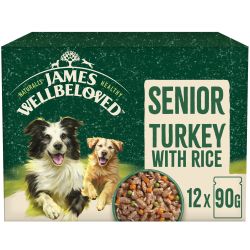 James Wellbeloved Senior Wet Dog Food Turkey and Rice in Gravy Pouch 12pk