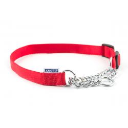 Ancol Nylon Check Chain Collar Red 45-60cm Size 4-7
