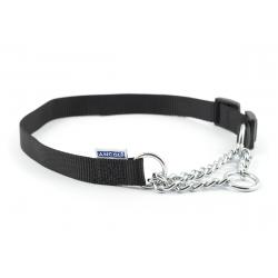 Ancol Nylon Check Chain Collar Black 45-60cm Size 4-7
