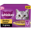 Whiskas 7+ Poultry Feasts Senior Wet Cat Food Pouches in Gravy 12pk