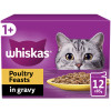 Whiskas 1+ Poultry Feasts Adult Wet Cat Food Pouches in Gravy 12pk