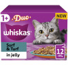 Whiskas 1+ Duo Surf and Turf Adult Wet Cat Food Pouches in Jelly 12pk