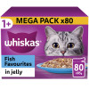 Whiskas 1+ Fish Favourites Adult Wet Cat Food Pouches in Jelly 80PK